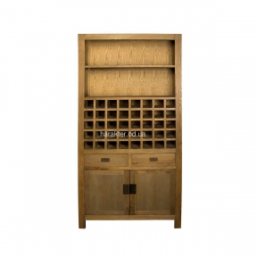 Винтажный дубовый шкаф с ячейками под винные бутылки 120*240 см, этажерка КС200238