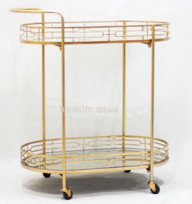 Столик сервировочный на колесах из металла, цвет золото, ГП50129