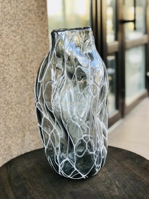 Ваза Filament, сіро-біла, скло, велика h41*20.5см, середня h34.5*16см