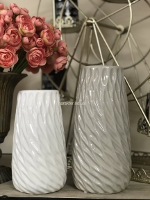 Ваза висока Дуга кераміка сірий (фд H456) та ваза середня Дуга кераміка білий (фдH457)