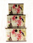 Сундук, набор из 3 шт, Эйфелева башня с цветком SH31117 (гп)