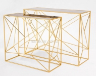 Консольный стол, набор 2 шт, металл золото, с зеркальной столешницей ГП60550