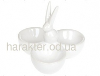 Підставка для 3-х або 5-ти яєць керамічна Кролик, білий перламутр