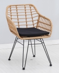 Кресло Tulum каркас металл черный, ротанг цвет латте
