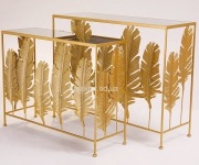 Консольный стол Перо, набор 2 шт, металл золото, с зеркальной столешницей ГП60615