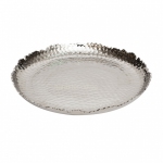 Металева тарілка Чеканка, декоративна, срібло 35 см (КС109480)