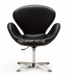 Кресло Сван, мягкое, металл, экокожа черного цвета или белого цвета