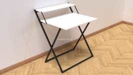 Стіл розкладний Компакт-2 з полицею, стіл для ноутбука 750x790x720, білий або чорний метал, ДСП 16 мм