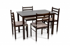 Обідній комплект Джерсі, стіл і 4 стільця, дерево, мдф, тканина