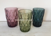 Склянка Велика Грані Скло 1 шт рожевий, зелений, синій OL11-3 фд