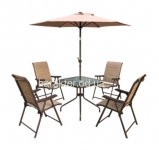 Комплект для открытых площадок, кафе Playa (4 складных стула+стол+зонт) бежевый, серый амф
