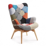 Кресло Флорино, мягкое, ножки дерево бук, ткань цвет пэчворк