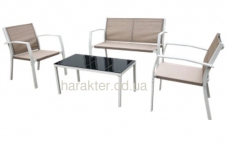 Комплект Camaron (двухместная софа+2 кресла+столик), бежевый, серый амф