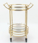 Сервировочный столик на колесах, металл золото с зеркальной столешницей ГП81362
