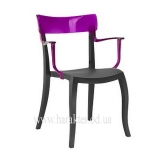 Кресло Hera-K из полипропилена, чёрные с цветной прозрачной спинкой